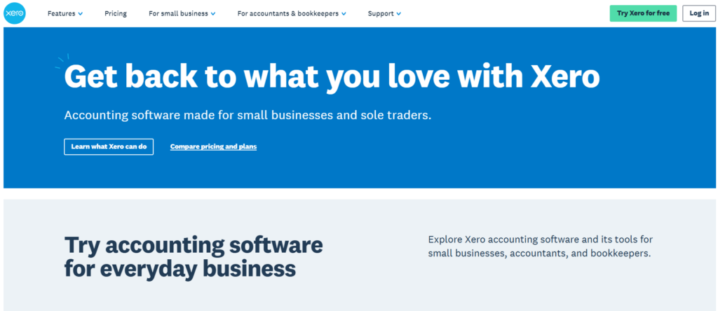 AI for SMEs: Key Adoption Trends and Practical Case Studies 5 Screenshot of Xero's website featuring a blue banner reading, "Get back to what you love with Xero in 2024." Below, it offers information about accounting software for small businesses and options to explore AI Adoption Trends or compare pricing. | Ven Agency